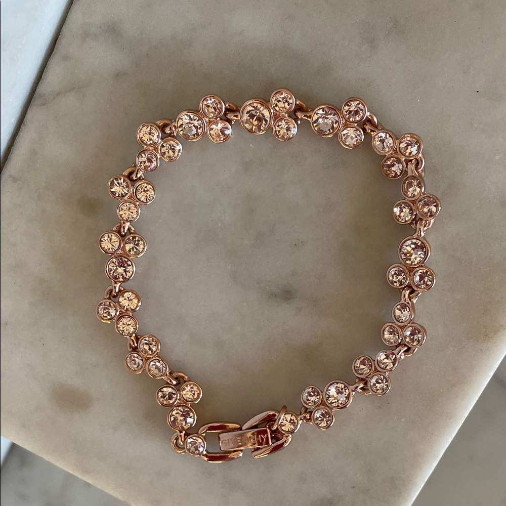GIVENCHY Rose Gold Tennis Bracelet with Clear Crystals